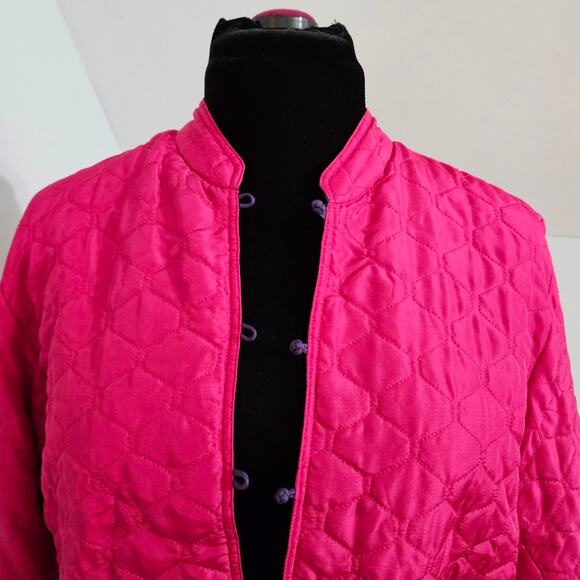 Coldwater Creek Reversible Fuchsia Quilted and Silk Purple Light Jacket Medium - Picture 7 of 14